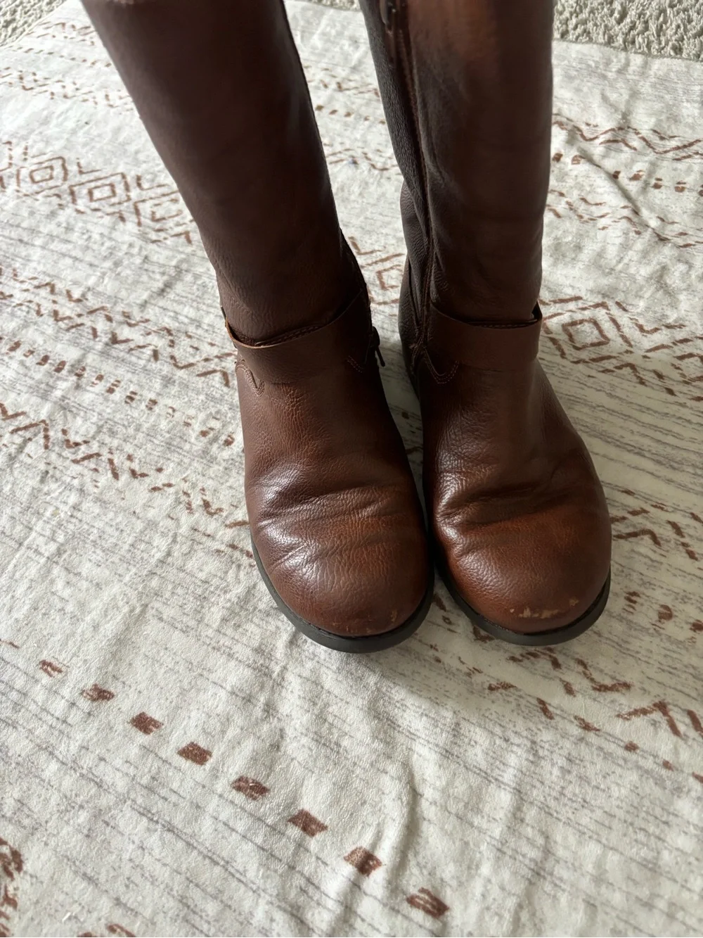 Girls’ Brown Leather Mid-Calf Boots